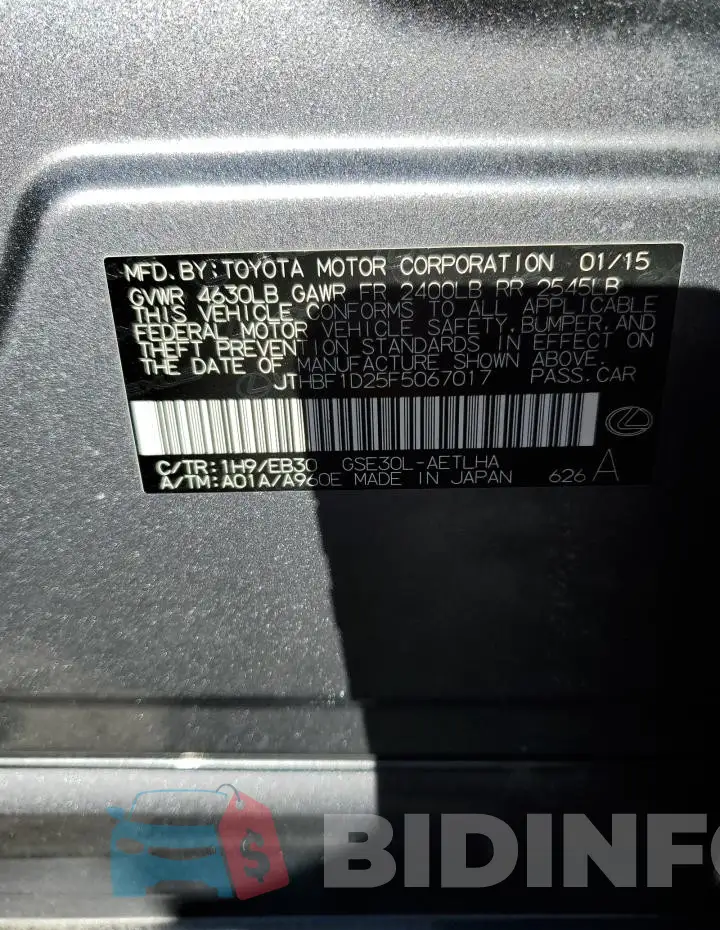 JTHBF1D25F5067017 Photo# 13