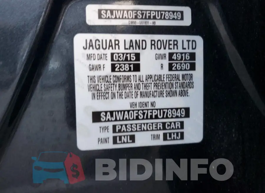 SAJWA0FS7FPU78949 Photo# 12