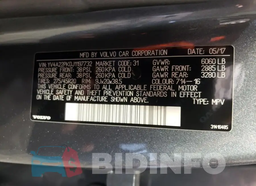 YV4A22PK0J1197732 Photo# 12