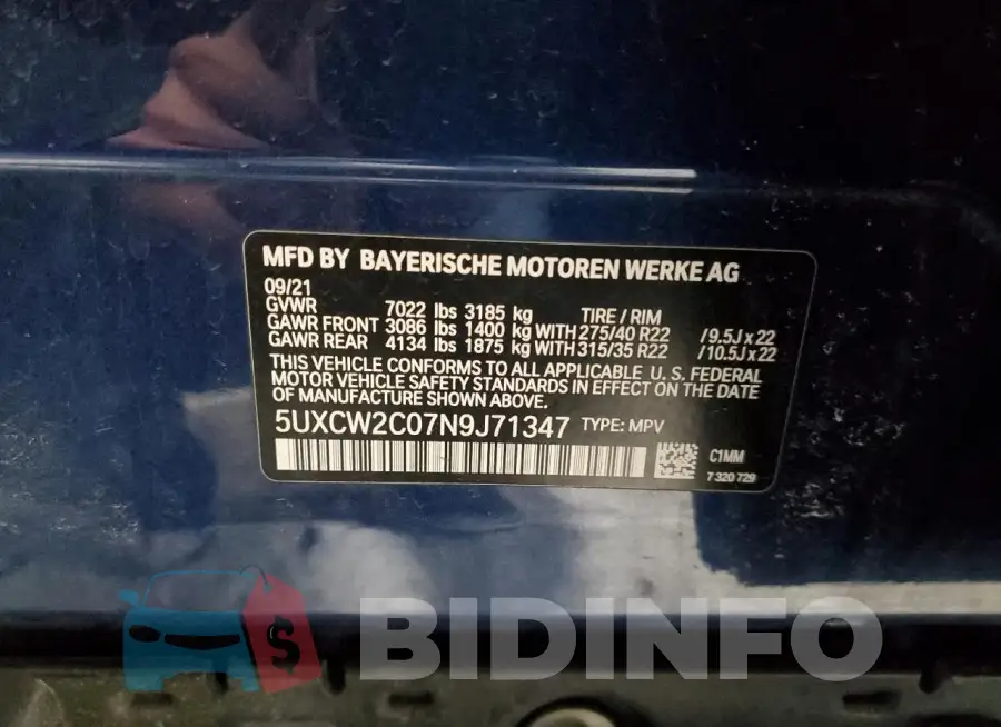 5UXCW2C07N9J71347 Photo# 12