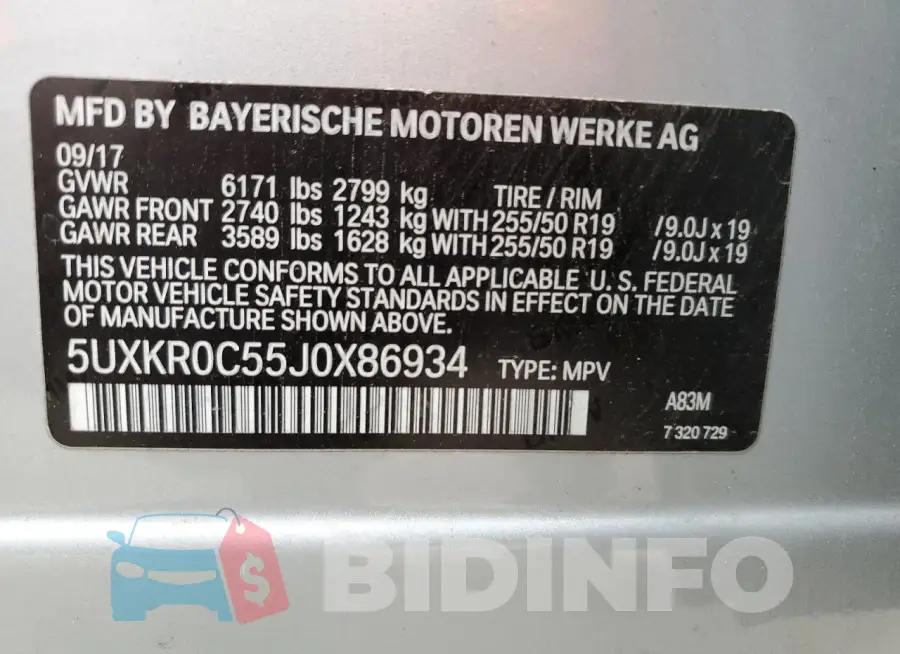 5UXKR0C55J0X86934 Photo# 13
