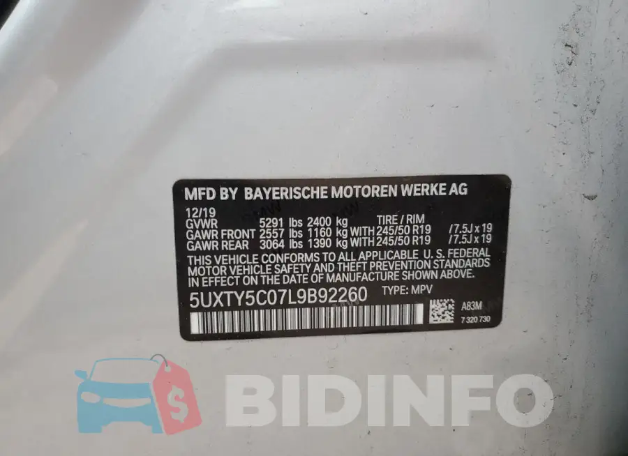 5UXTY5C07L9B92260 Photo# 13