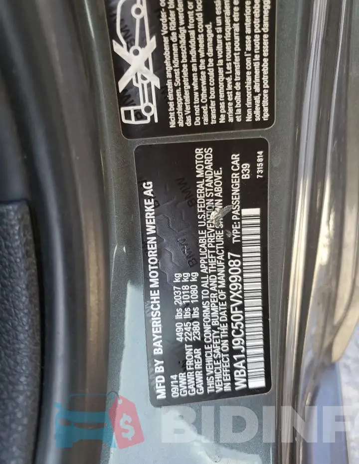 WBA1J9C50FVX99087 Photo# 12