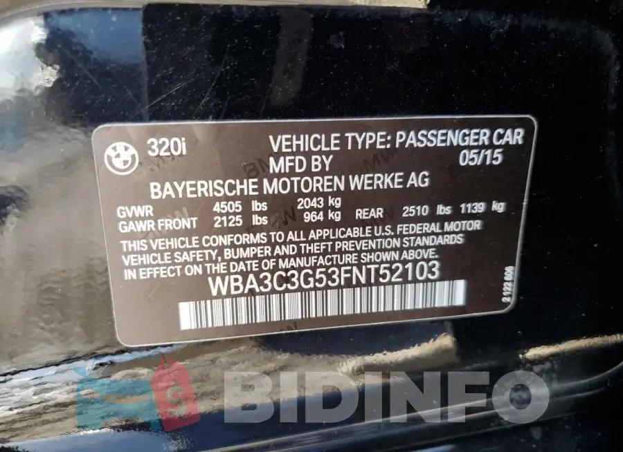 WBA3C3G53FNT52103 Photo# 12