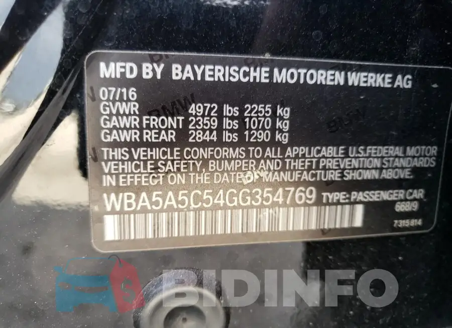 WBA5A5C54GG354769 Photo# 12