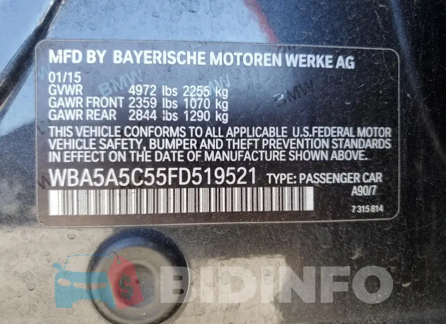 WBA5A5C55FD519521 Photo# 13