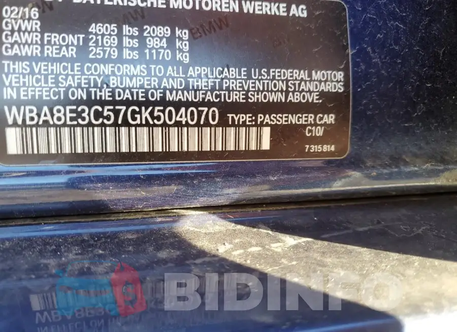 WBA8E3C57GK504070 Photo# 12