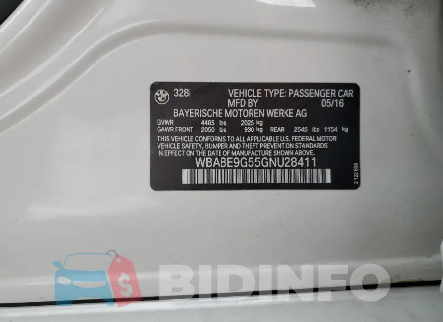 WBA8E9G55GNU28411 Photo# 12