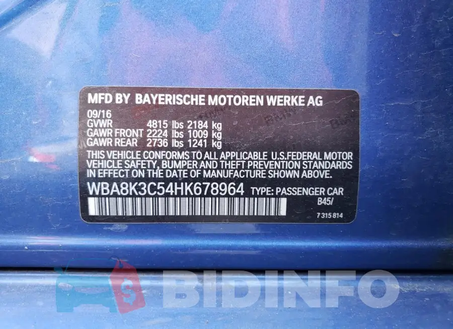 WBA8K3C54HK678964 Photo# 12