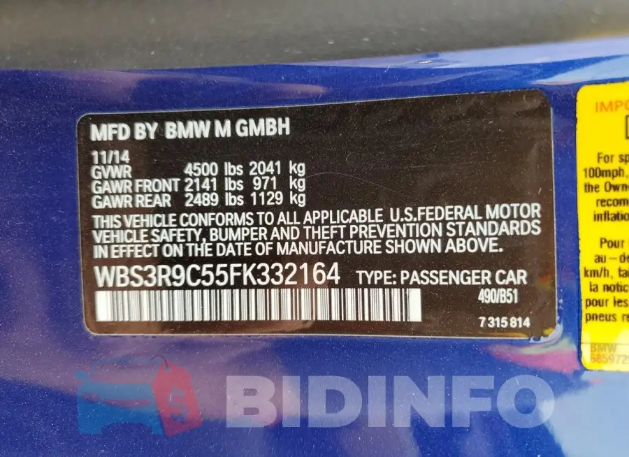 WBS3R9C55FK332164 Photo# 12