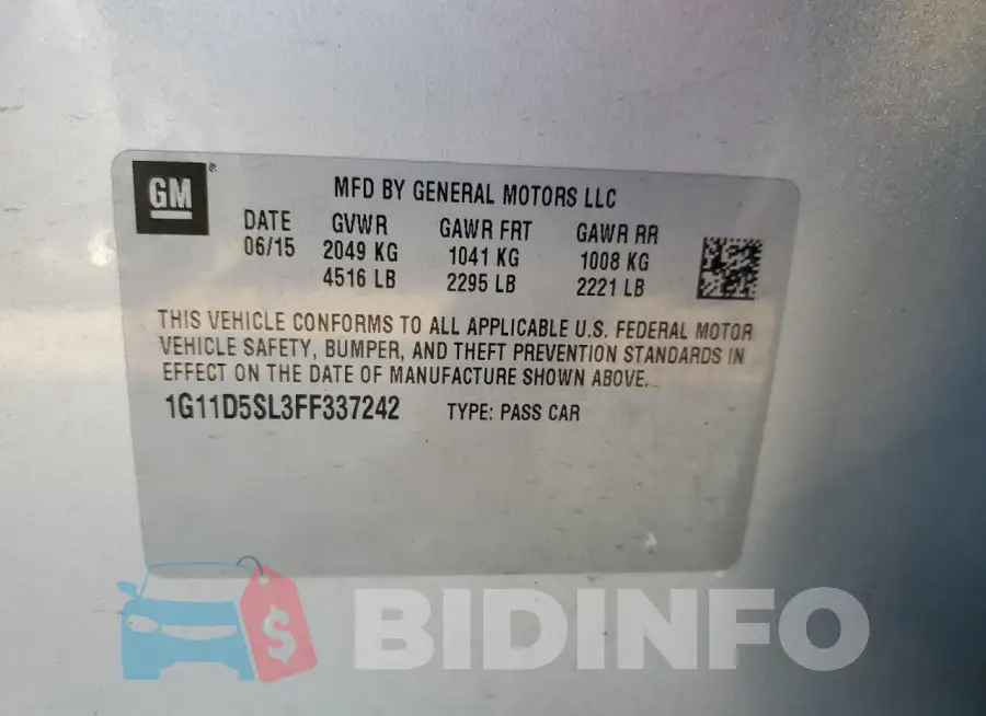 1G11D5SL3FF337242 Photo# 12