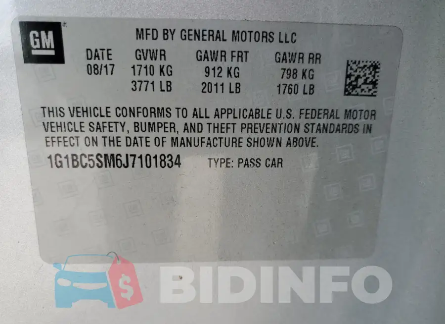 1G1BC5SM6J7101834 Photo# 12