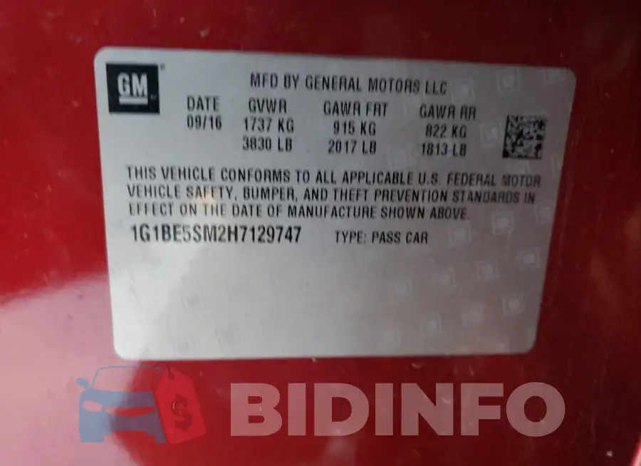 1G1BE5SM2H7129747 Photo# 12
