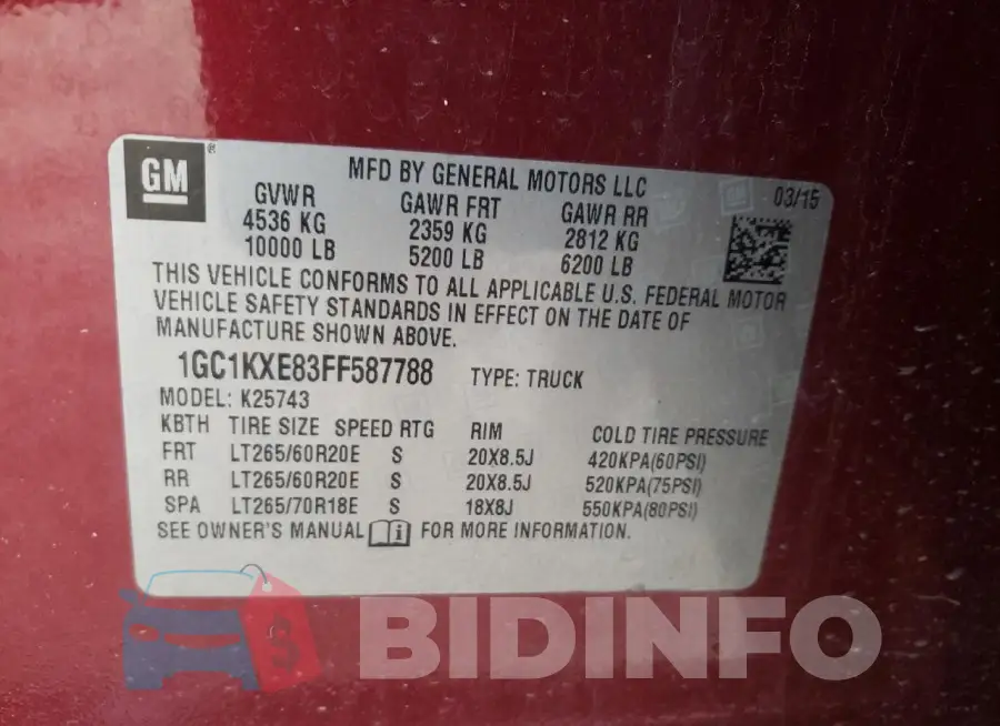 1GC1KXE83FF587788 Photo# 12