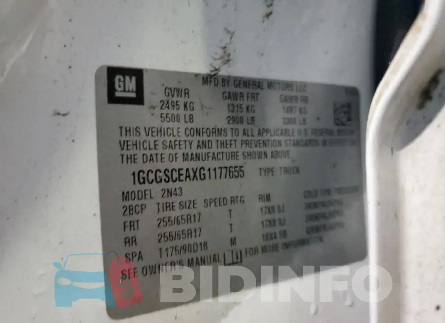1GCGSCEAXG1177655 Photo# 13