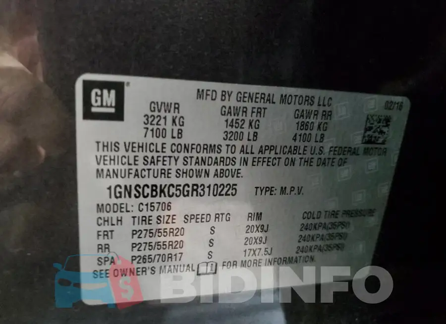 1GNSCBKC5GR310225 Photo# 13