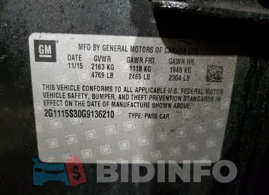 2G1115S30G9136210 Photo# 12