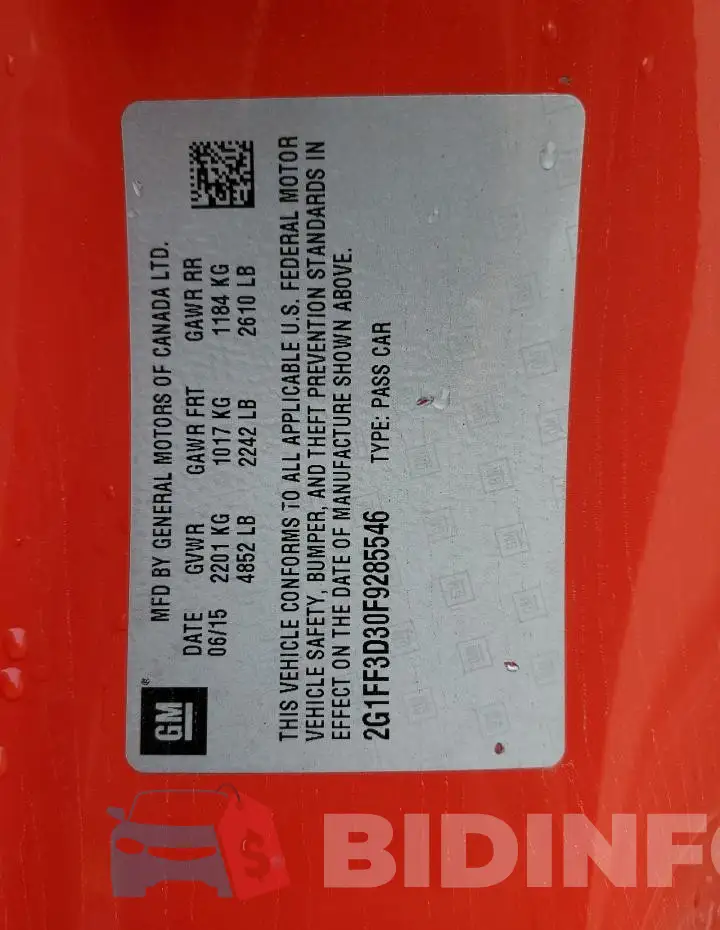 2G1FF3D30F9285546 Photo# 13