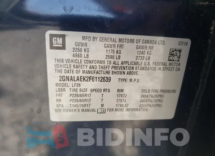 2GNALAEK2F6112639 Photo# 13