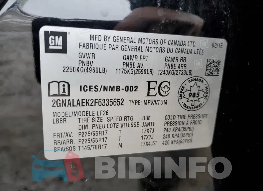2GNALAEK2F6335652 Photo# 14