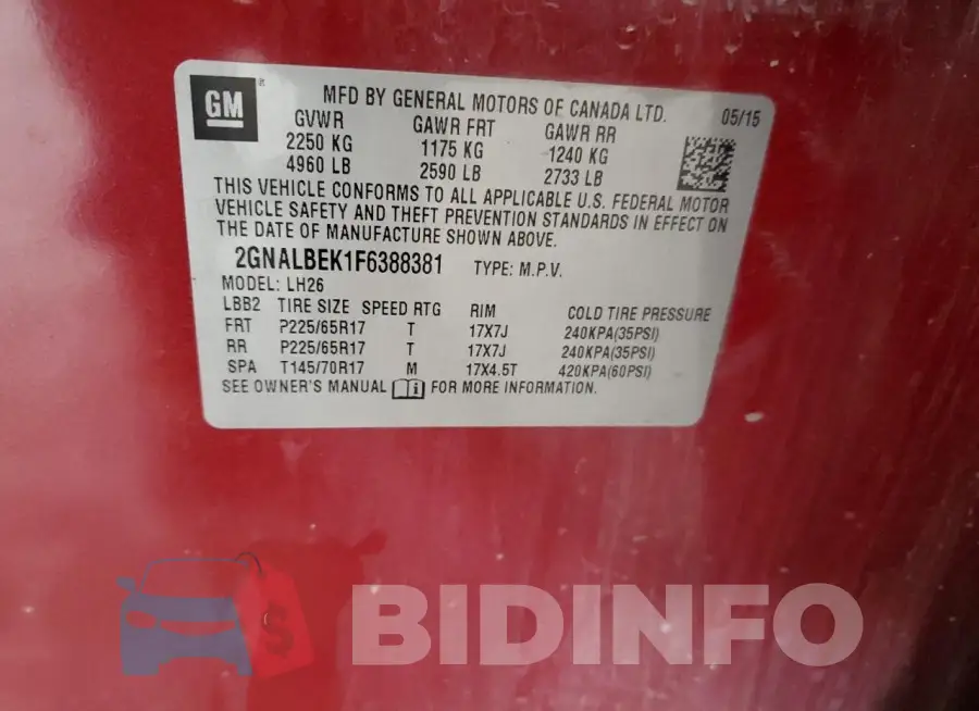2GNALBEK1F6388381 Photo# 12