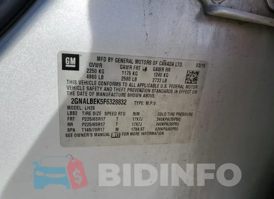 2GNALBEK5F6328832 Photo# 13