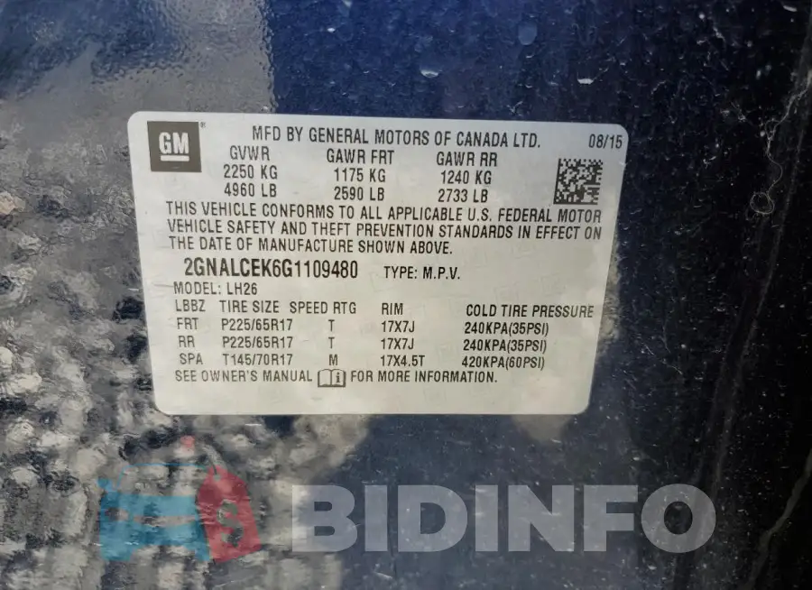 2GNALCEK6G1109480 Photo# 12