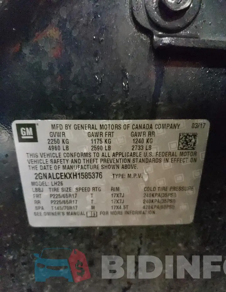 2GNALCEKXH1585376 Photo# 14