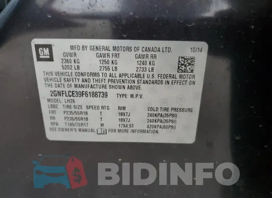 2GNFLCE39F6188739 Photo# 13
