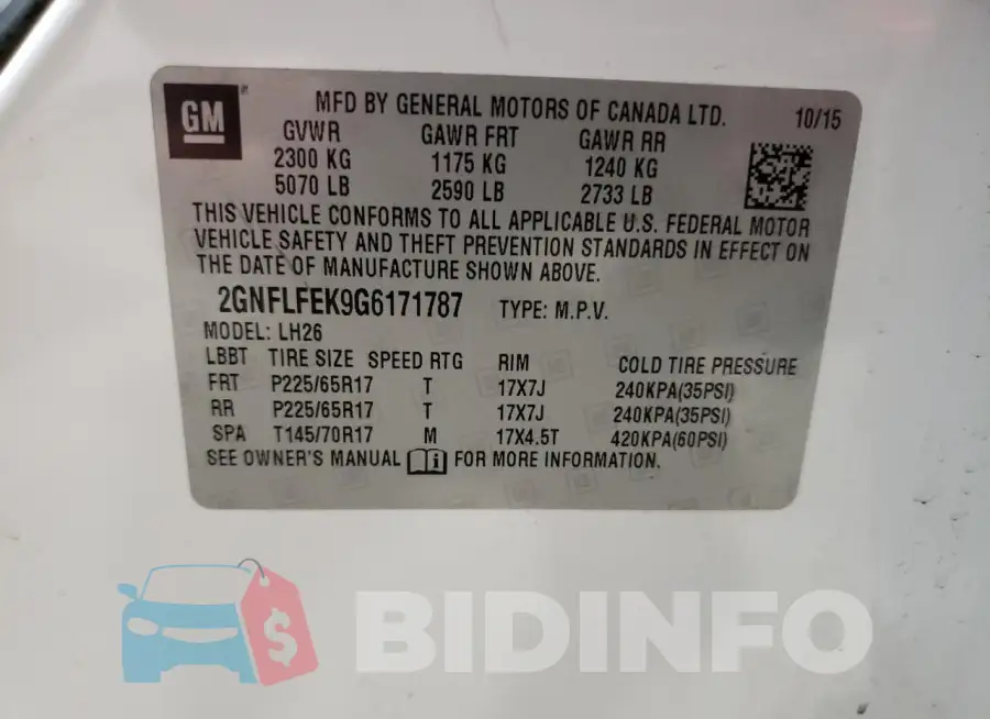 2GNFLFEK9G6171787 Photo# 13