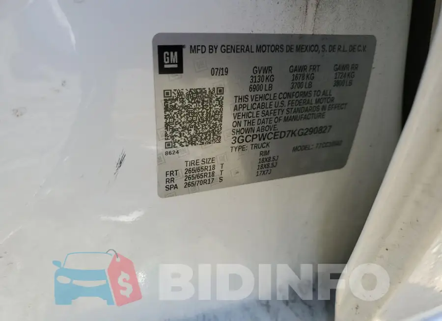 3GCPWCED7KG290827 Photo# 12