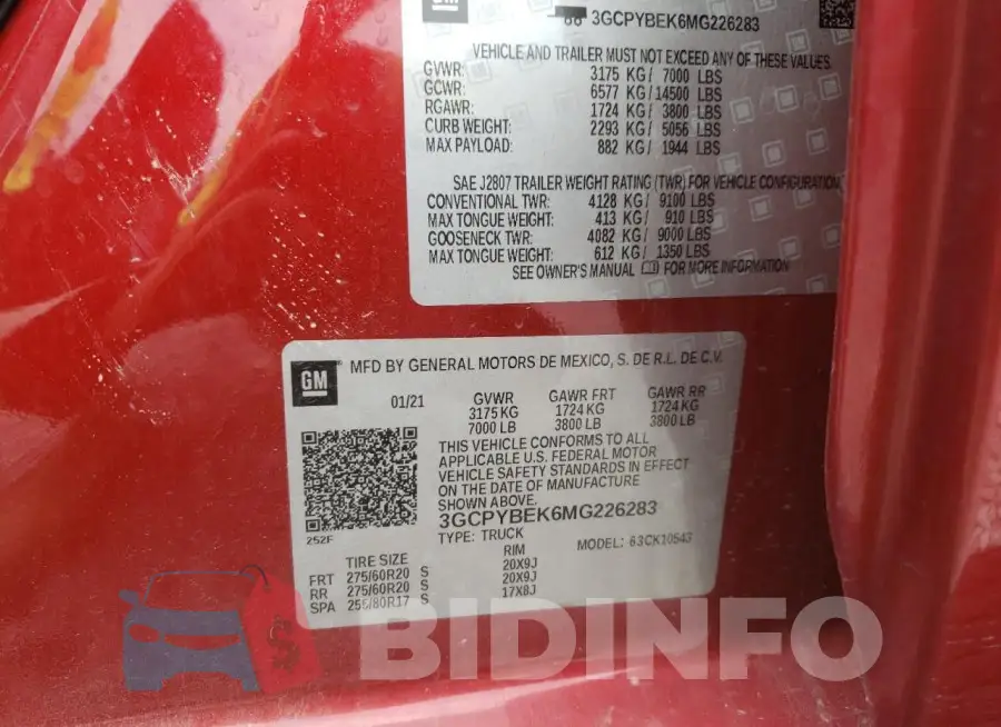 3GCPYBEK6MG226283 Photo# 12