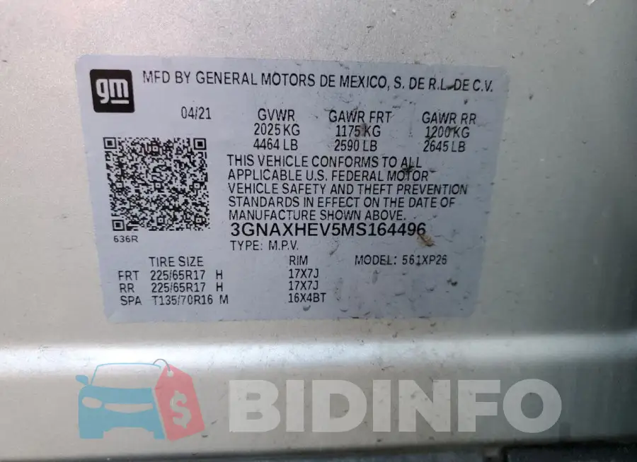 3GNAXHEV5MS164496 Photo# 13