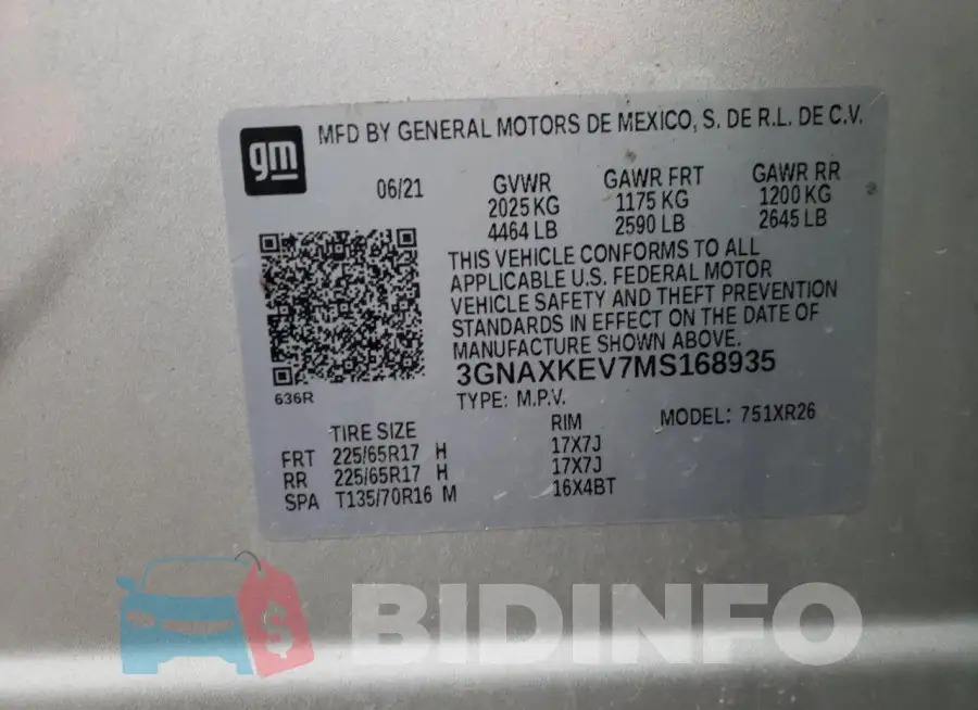 3GNAXKEV7MS168935 Photo# 12
