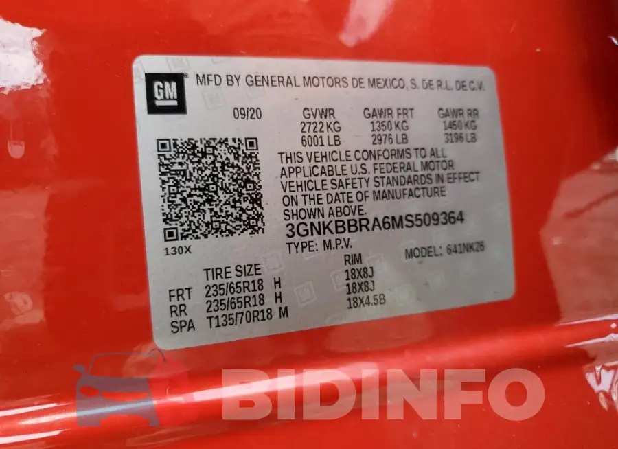 3GNKBBRA6MS509364 Photo# 12