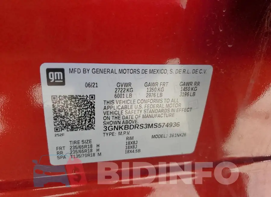 3GNKBDRS3MS574936 Photo# 13