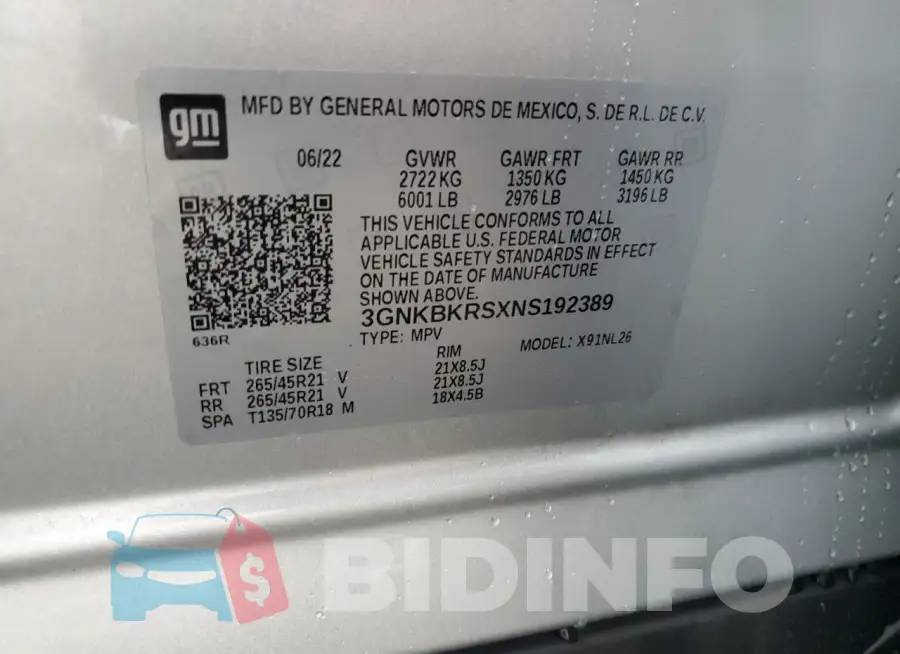 3GNKBKRSXNS192389 Photo# 12