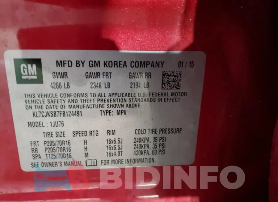 KL7CJKSB7FB124491 Photo# 13