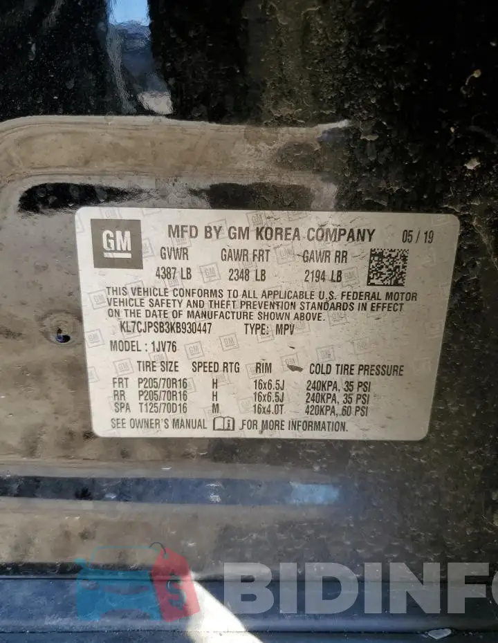 KL7CJPSB3KB930447 Photo# 13