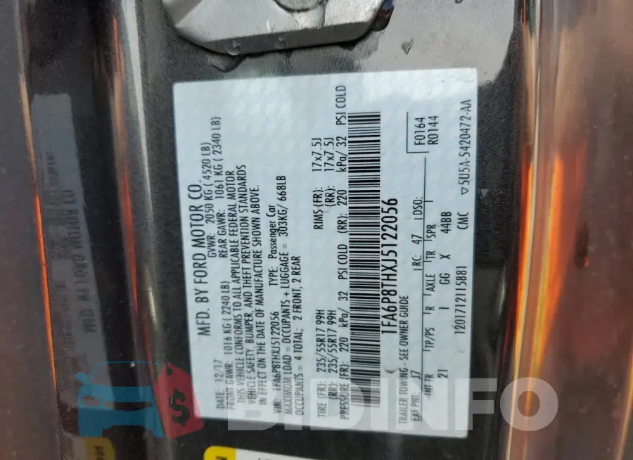 1FA6P8THXJ5122056 Photo# 12