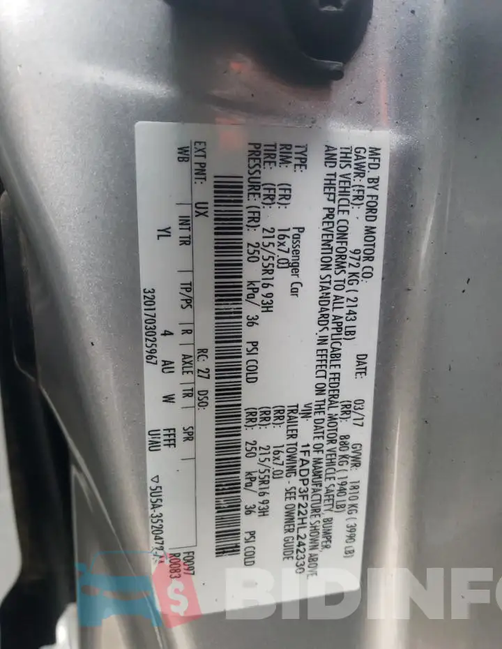 1FADP3F22HL242330 Photo# 12