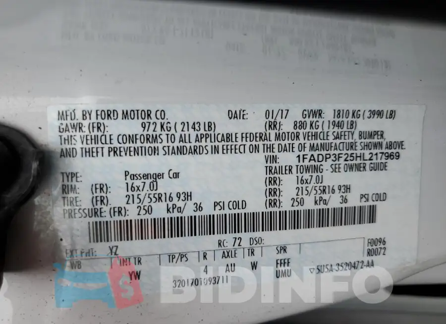 1FADP3F25HL217969 Photo# 13