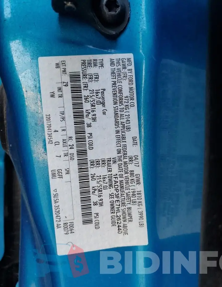 1FADP3FE7HL262440 Photo# 12