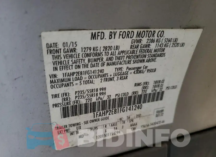 1FAHP2E81FG141240 Photo# 12
