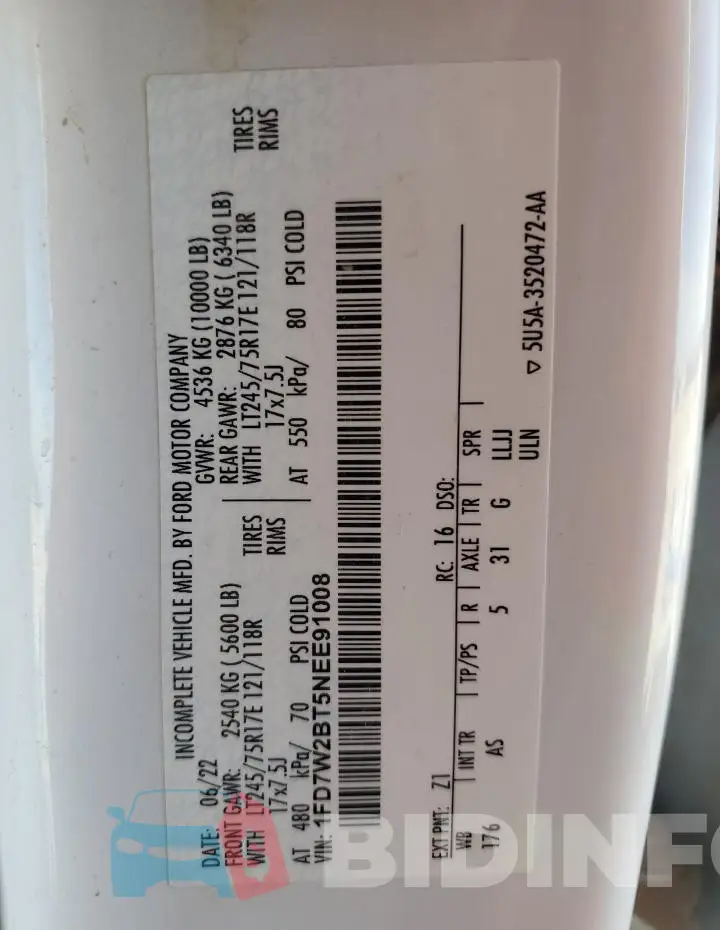 1FD7W2BT5NEE91008 Photo# 12