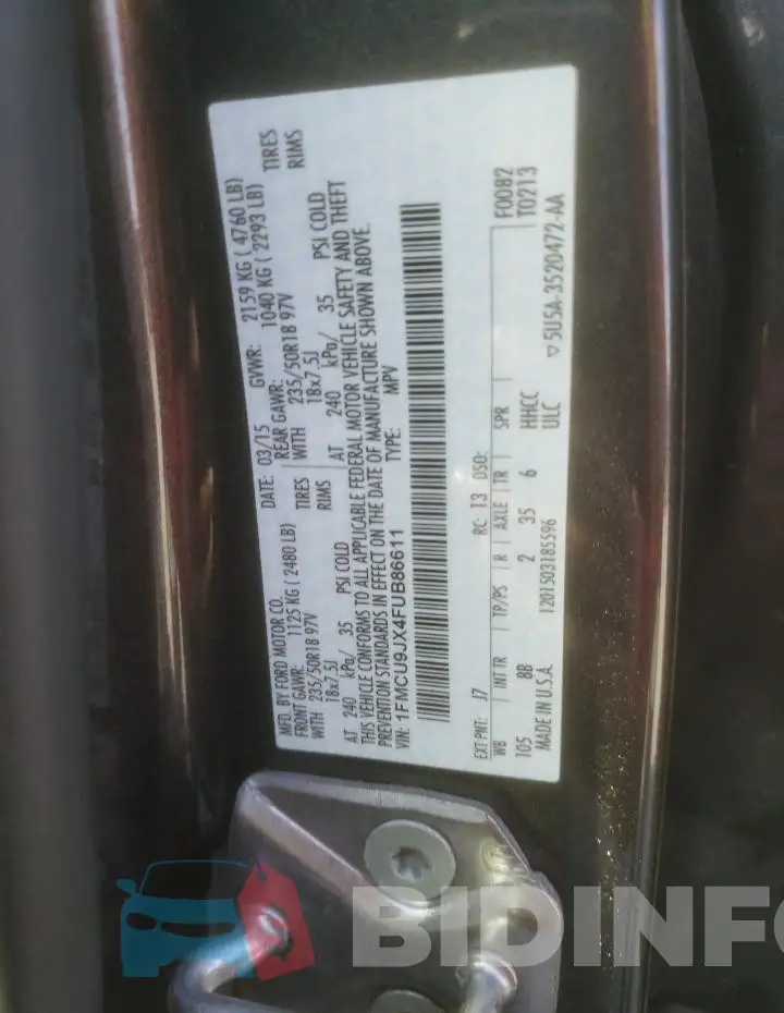 1FMCU9JX4FUB86611 Photo# 12