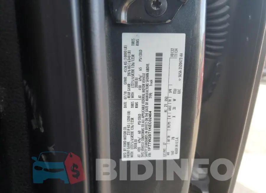 1FT7W2BT1KEC02464 Photo# 12