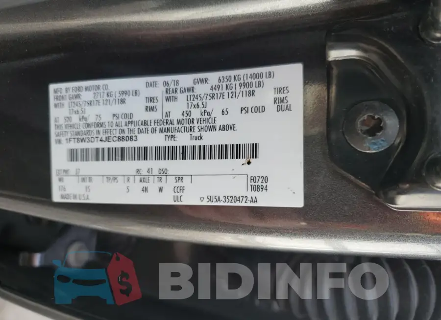 1FT8W3DT4JEC88083 Photo# 12