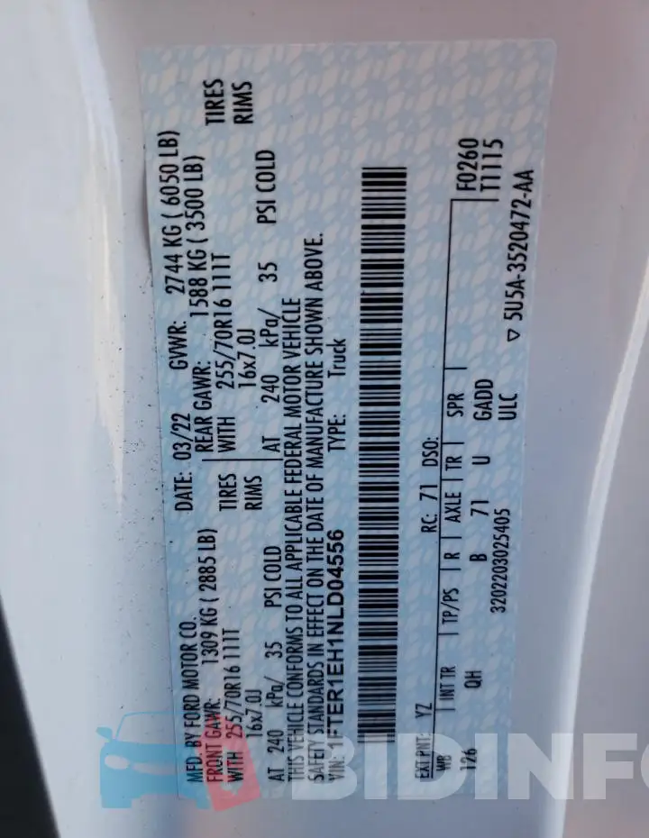 1FTER1EH1NLD04556 Photo# 12