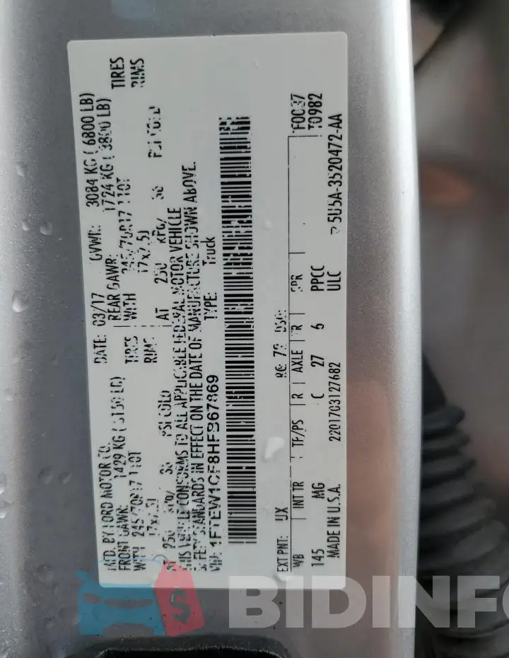 1FTEW1CF8HFB67869 Photo# 12